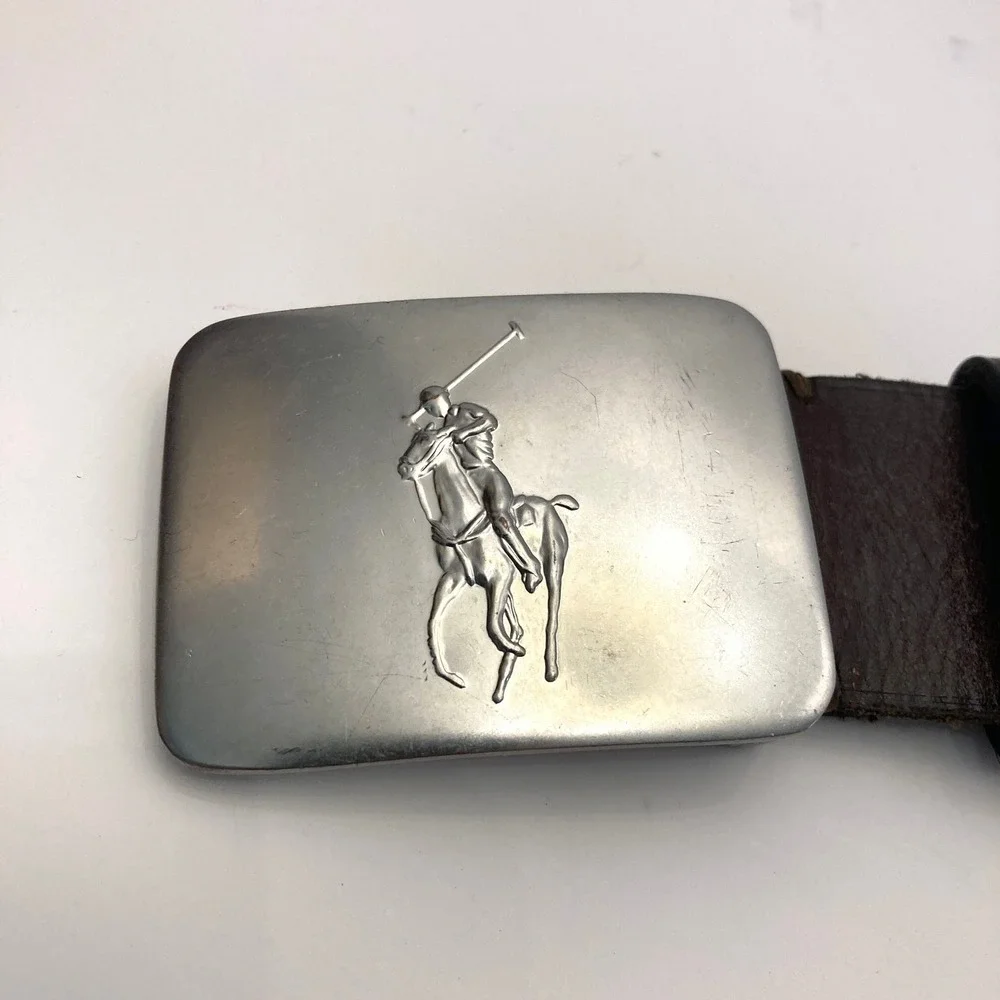 POLO RALPH LAUREN Brown Leather Belt Pony Buckle Mens 40/100 1.5
